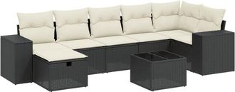 vidaXL Vidaxl - Set De Sof&aacute;s De Jard&iacute;n 8 Piezas Y Cojines Rat&aacute;n Sint&eacute;tico Negro