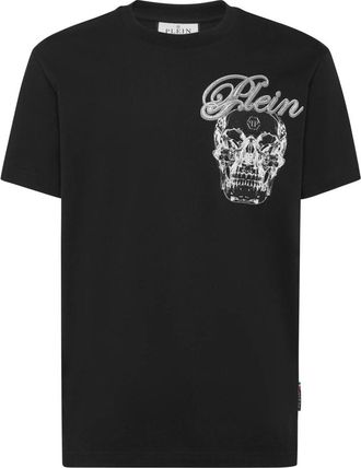 Philipp Plein T-shirt met ronde hals Glass Skull - Heren - T-shirts - Zwart - 3XL - Katoen - Tops