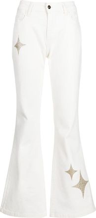 Madison.Maison star-print high-rise flared jeans - women - Cotton/Elastane - L - White