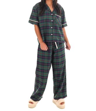 She + Sky North Pole Nights Plaid Christmas Pajamas In Navy