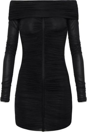 Elisabetta Franchi Kleedjes, Dames, Zwart, XS, Tule, Mini-jurk van jersey