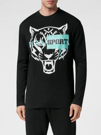 Plein Sport T-shirt slim fit a maniche lunghe in cotone con stampa grafica