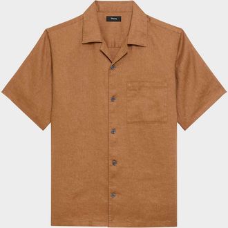 Theory Mens Noll Linen Camp-Collar Shirt