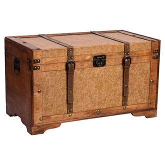 Wanderlust Deco Ba&uacute;l De Madera Marr&oacute;n 65x36x38