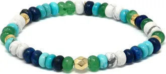 Anzie Boh&egrave;me Multicolor Smooth Rondelle Stretch Bracelet in Turquoise at Nordstrom, Size 6.5