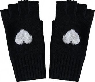 27 Miles Malibu Womens Scarlett Cashmere Heart Fingerless Gloves In Black/cloud
