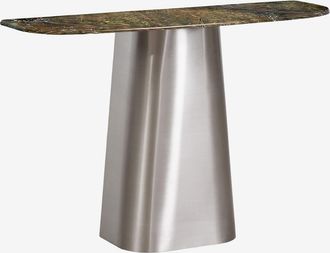 Sklum Consola Recibidor 120x40 Cm En Piedra Natural Y Acero Inoxidable Moreila Sklum