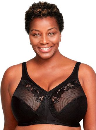 Glamorise Minimizer-BH GLAMORISE, Damen, Gr. 100, Cup H, schwarz, 40% Polyamid, 35% Polyester, 15% Baumwolle, 10% Elasthan, BHs Minimizer-BH
