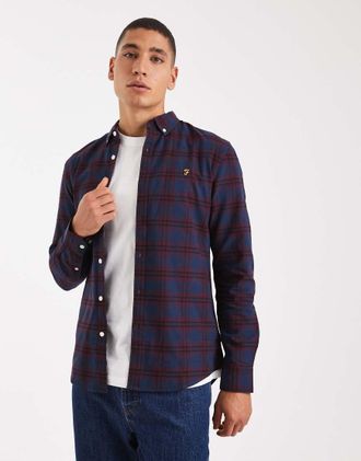 Farah Brewer - Camicia a maniche lunghe bordeaux a quadri-Rosso