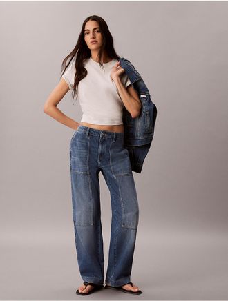 Calvin Klein Jeans Calvin Klein Womens Denim Workwear Pants - Blue - 24