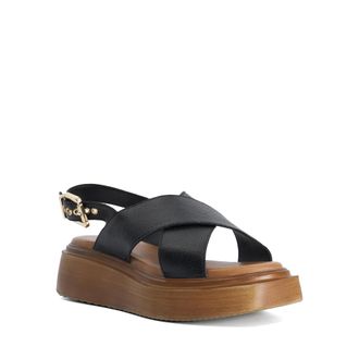 Dune London Womens Ladies Lovess - Wooden Sole Flatform Sandals - Black - Size UK 3