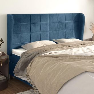 vidaXL Cabecero Con Orejas De Terciopelo Azul Oscuro 163x23x118/128 Cm Vidaxl