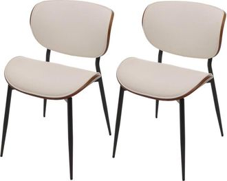 Hhg Hhg - Nunca Usado] Juego De 2 Sillas De Comedor 233, Silla, Imitaci&oacute;n Madera Curvada 280g/m&sup2; Oeko-tex Mvg, Aspecto Nogal, Blanco