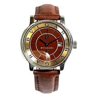 Bulgari Pre-owned Watches, female, Brown, Size: ONE SIZE Pre-owned Solo Tempo Stainless Steel Quartz