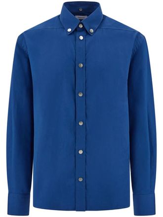 Ferragamo button-down collar shirt - men - Polyamide/Cotton/Elastane - M - Blue
