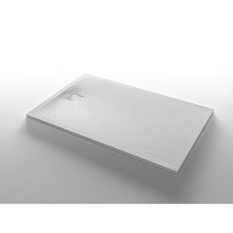 NEMO Stock Taurus douchebak 160x90x3cm met afdekplaatje inox mineraalcomposiet steenstructuur wit