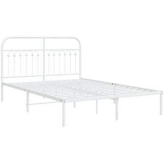 vidaXL Estructura Cama Sin Colch&oacute;n Con Cabecero Metal Blanco 135x190cm Vidaxl