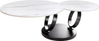Global Interiors Design Keramik Couchtisch Dancing Rings - Marmoroptik weiss