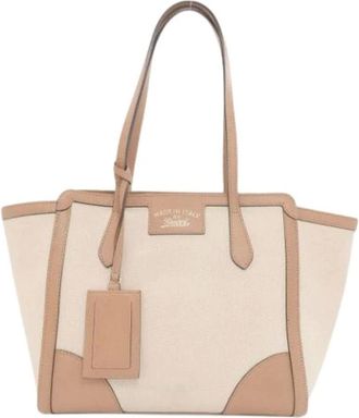 Gucci Pre-owned Tote Bags, female, Beige, Size: ONE SIZE Pre-owned Canvas Tote Bag
