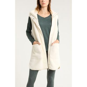 Zella Longline Faux Shearling Vest in Ivory Egret at Nordstrom Rack, Size Xx-Large