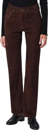 Arma Jean Broek van Su&egrave;de - Dames - Leren Broeken - Bruin - S - Su&egrave;de - Broeken