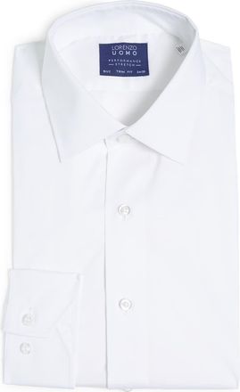 Lorenzo Uomo Travel Cotton Stretch Trim Fit Dress Shirt in White at Nordstrom Rack, Size 15.5 - 32/33
