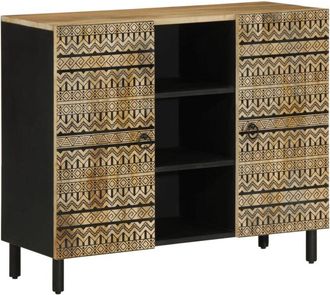 vidaXL Aparador De Madera Maciza De Mango Rugosa 90x33,5x75 Cm Vidaxl