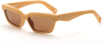 Jacquemus Vrouwelijke Rechthoekige Zonnebril Geel/Bruine Lens - Dames - Zonnebrillen - Geel - ONE Size - Accessoires