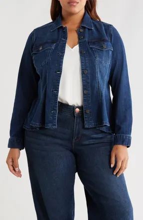 Liverpool Fit & Flare Denim Trucker Jacket in Delacey at Nordstrom, Size 1X