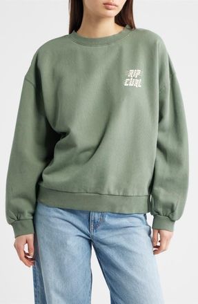Rip Curl Sports Department Crewneck Sweatshirt in Washed Green at Nordstrom, Size Xx-Large