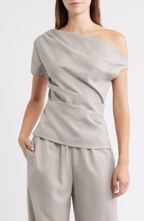Rowing Blazers Draped Asymmetrical Wool Blend Top in Beige at Nordstrom, Size X-Small