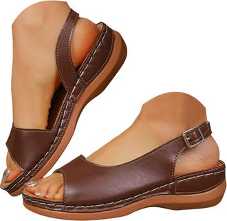 Generic Wedge Sandals for Women Dressy Summer 2026,Womens Open Toe Platform Orthopedic Sandal Casual Low Wedges Comfortable Walking Strappy Slip on Sandals Br