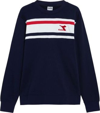 Diadora Heren, Sweatshirts & Hoodies, Blauw, Maat: XL Katoen