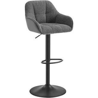 Woltu Juego De 1 Taburete De Bar Charlotte Con Reposabrazos Y Asiento En Pana Y Chenilla Gris Oscuro - Woltu
