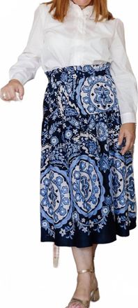 Merci Provence Print Skirt In Navy Medallion