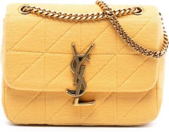 Saint Laurent Pre-owned Womens Mini Jersey Wool Patchwork Jamie Crossbody - Beige Textile - One Size
