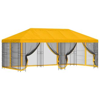 vidaXL Gazebo Con Paredes Laterales 6 X 3 M Amarillo Poli&eacute;ster Y Acero Vidaxl