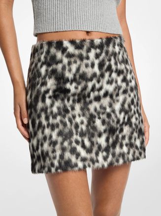 Michael Kors Leopard Faux Fur Mini Skirt