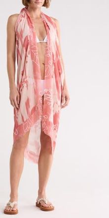 Nordstrom Rack Oversize Pareo Scarf in Peach Watercolor Floral at Nordstrom Rack