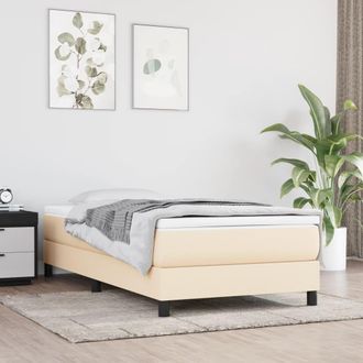 vidaXL Estructura De Cama Sin Colch&oacute;n Tela Crema 90x200 Cm Vidaxl