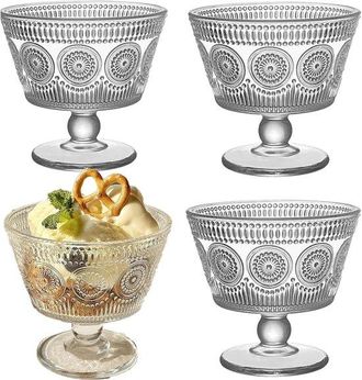 OEM Set Di 4 Coppette Da Dessert In Vetro - 260 Ml - Coppette Riutilizzabili Per Gelato, Frutta, Insalate E Snack