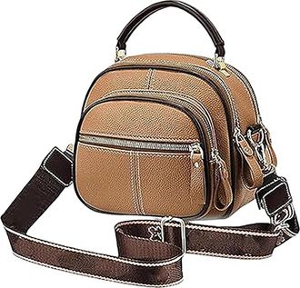 Generic Classic Multifunctional Compartments Adjustable Wide Shoulder Strap Leather Crossbody Bag,Crossbody Bag (khaki)