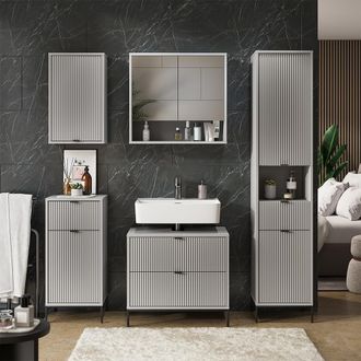 Vicco Juego De Muebles De Ba&ntilde;o Eliza, Gris, 5 Partes, Vicco