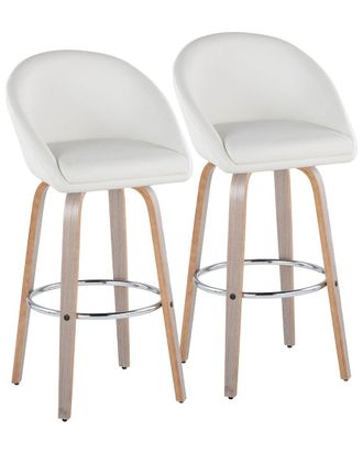 LumiSource Set Of 2 Matisse Highback 30In Contemporary Fixed-Height Swivel Bar Stools With Footrest