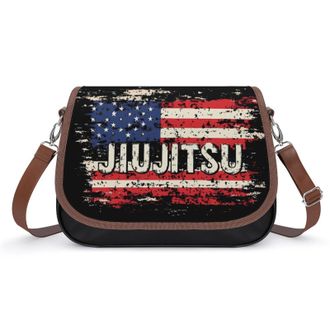 Generic U.S.A. Flag Brazilian Jiu Jitsu Womens Crossbody Bag Fashion Shoulder Handbags Message Tote Bag with Adjustable Strap