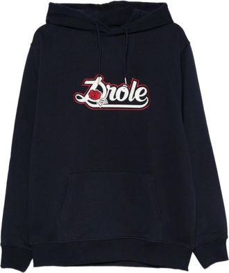 Dr&ocirc;le de Monsieur Slogan Hoodie - Heren - Hoodies - Blauw - S - Katoen - Hoodies & sweatvesten