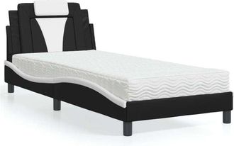 vidaXL Cama Viana Con Colch&oacute;n Cuero Sint&eacute;tico Negro Y Blanco 80x200 Cm Vidaxl