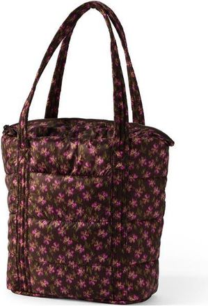 Lands End Wanderweight Ultralight Packable Tote Bag in Rich Coffee Ikat Floral at Nordstrom
