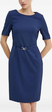 BOSS Daleah belted dress - women - Virgin Wool - 34 - Blue