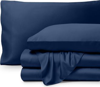 Bare Home Cooling Rayon Sheet Set - Split King in Dark Blue at Nordstrom